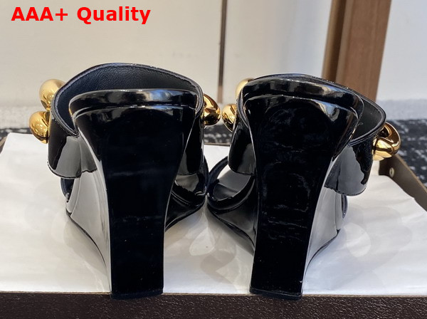 Alaia Wave Jewel Mules in Black Patent Leather Replica
