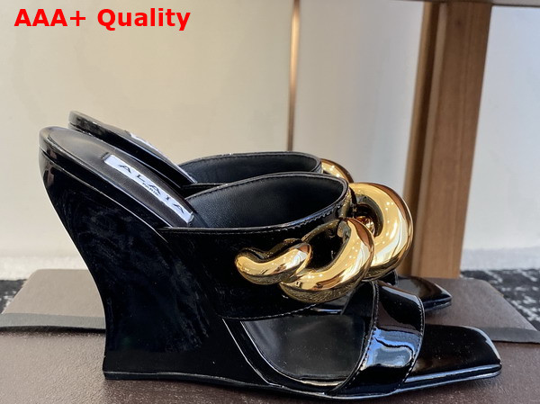 Alaia Wave Jewel Mules in Black Patent Leather Replica