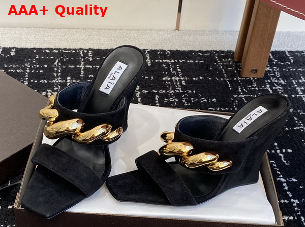 Alaia Wave Jewel Mules in Black Suede Replica