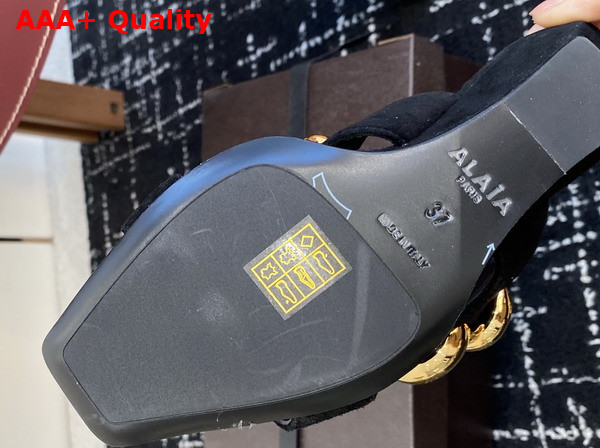 Alaia Wave Jewel Mules in Black Suede Replica