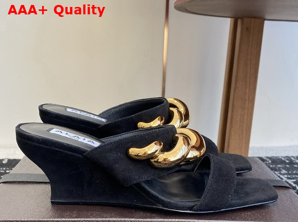 Alaia Wave Jewel Mules in Black Suede Replica