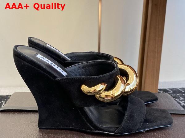Alaia Wave Jewel Mules in Black Suede Replica