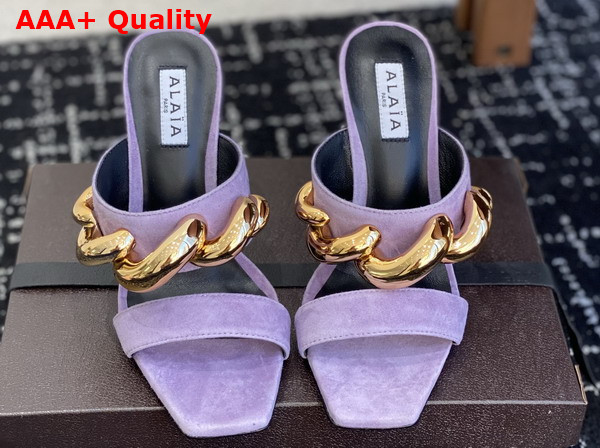 Alaia Wave Jewel Mules in Lilac Suede Replica
