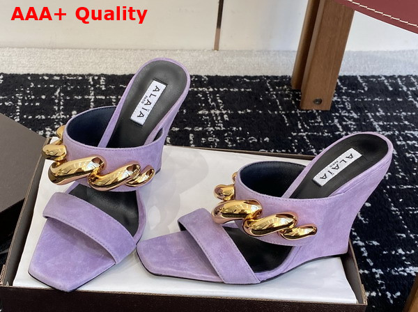 Alaia Wave Jewel Mules in Lilac Suede Replica