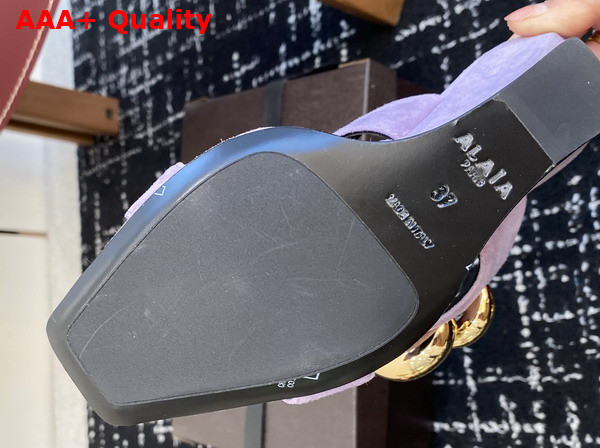 Alaia Wave Jewel Mules in Lilac Suede Replica