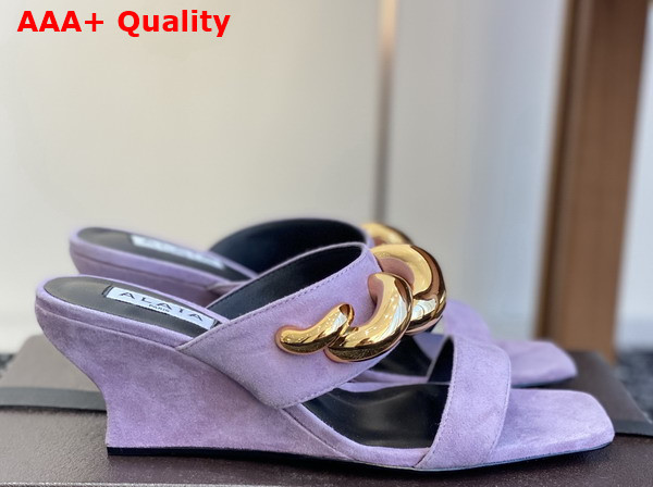Alaia Wave Jewel Mules in Lilac Suede Replica