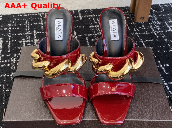 Alaia Wave Jewel Mules in Red Patent Leather Replica