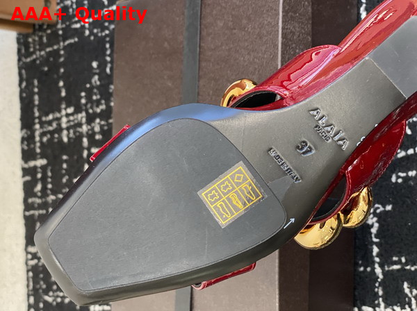 Alaia Wave Jewel Mules in Red Patent Leather Replica