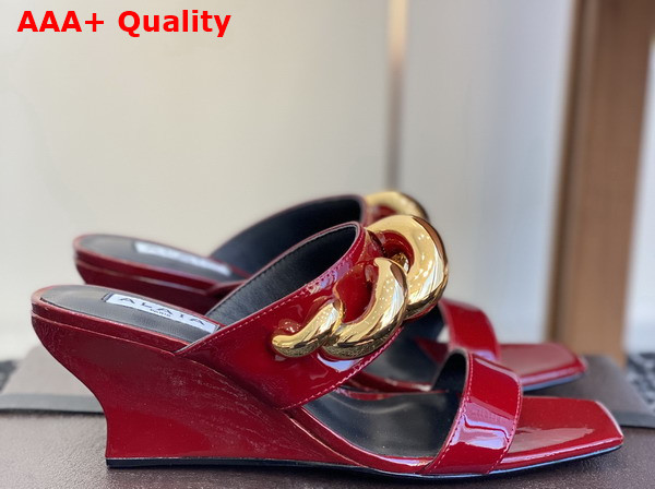 Alaia Wave Jewel Mules in Red Patent Leather Replica