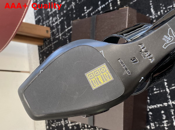 Alaia Wave Mules in Patent Leather Black Replica