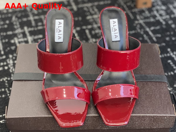 Alaia Wave Mules in Patent Leather Red Replica