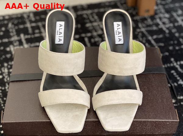 Alaia Wave Mules in Suede Beige Replica