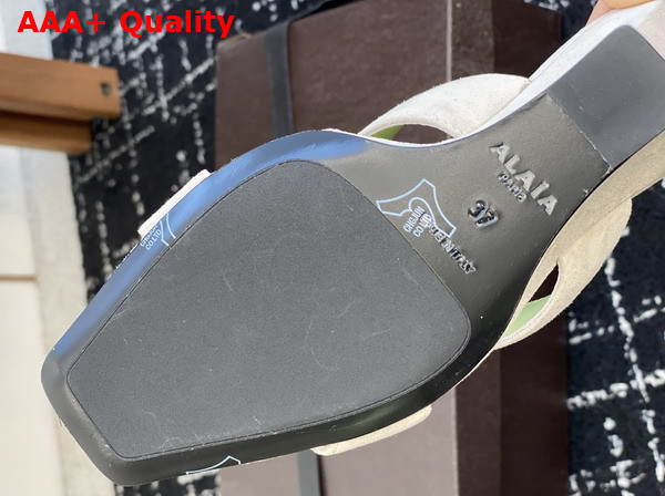 Alaia Wave Mules in Suede Beige Replica