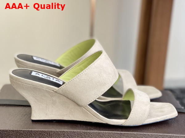 Alaia Wave Mules in Suede Beige Replica