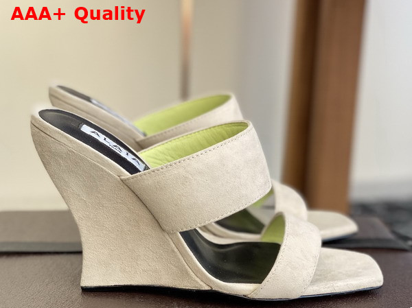 Alaia Wave Mules in Suede Beige Replica