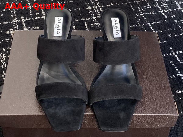 Alaia Wave Mules in Suede Black Replica