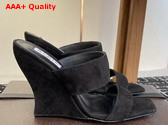 Alaia Wave Mules in Suede Black Replica