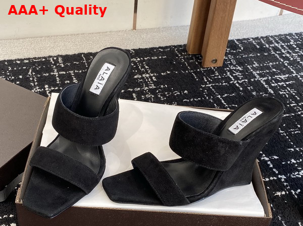 Alaia Wave Mules in Suede Black Replica