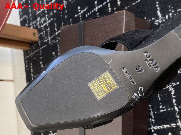 Alaia Wave Mules in Suede Black Replica