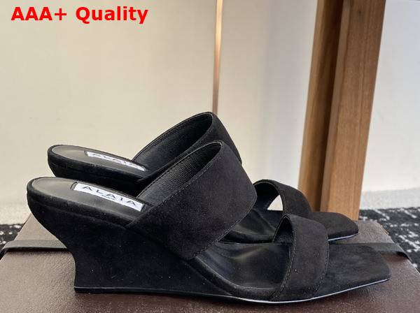 Alaia Wave Mules in Suede Black Replica