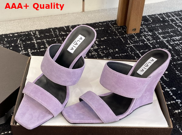 Alaia Wave Mules in Suede Lilac Replica