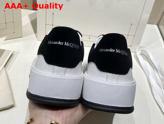 Alexander McQueen Deck Lace Up Plimsoll White Cotton and Black Calf Leather Replica