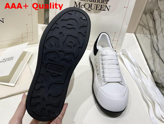 Alexander McQueen Deck Lace Up Plimsoll White Cotton and Black Suede Leather Replica