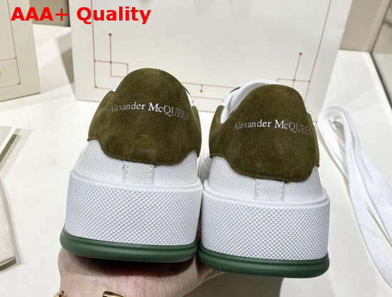 Alexander McQueen Deck Lace Up Plimsoll White Cotton and Khaki Suede Calf Leather Replica