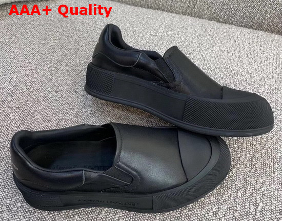 Alexander McQueen Deck Skate Plimsoll Black Nappa Slip On Deck Plimsoll Replica