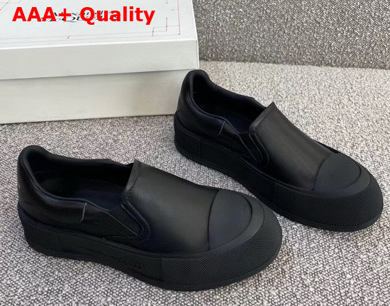Alexander McQueen Deck Skate Plimsoll Black Nappa Slip On Deck Plimsoll Replica