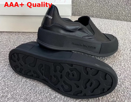 Alexander McQueen Deck Skate Plimsoll Black Nappa Slip On Deck Plimsoll Replica