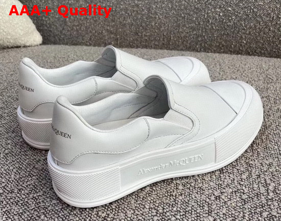 Alexander McQueen Deck Skate Plimsoll White Nappa Slip On Deck Plimsoll Replica