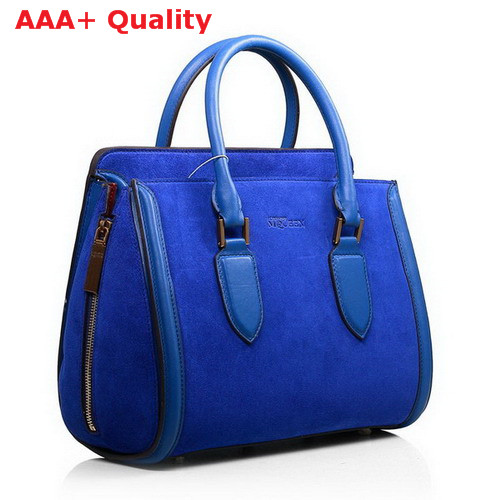 Alexander McQueen Heroine Large Tote Bag Blue Suede Leather for Sale