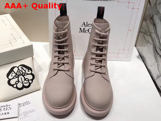 Alexander McQueen Hybrid Lace Up Boot in Pink Calfskin with Sheepskin Interior Replica