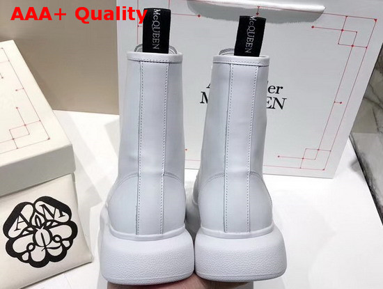 Alexander McQueen Hybrid Lace Up Boot in White Calfskin with Sheepskin Interior Replica