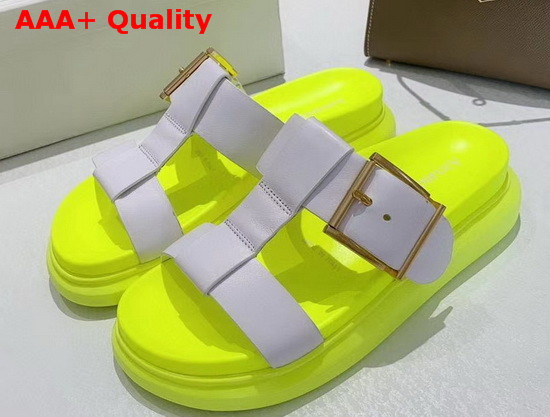 Alexander McQueen Hybrid Slide in White with Yellow Oversized Rubber Sole Replica