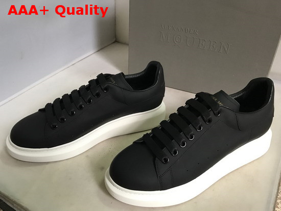Alexander McQueen Oversized Sneaker in Black Smooth Calf Leather with White Sole Replica