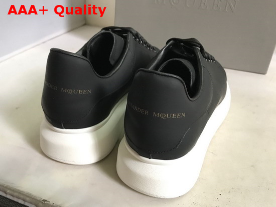 Alexander McQueen Oversized Sneaker in Black Smooth Calf Leather with White Sole Replica