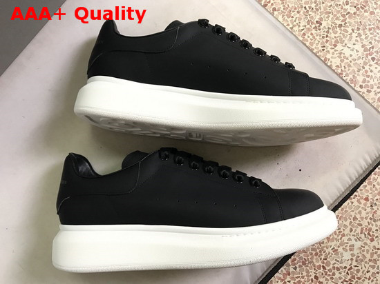 Alexander McQueen Oversized Sneaker in Black Smooth Calf Leather with White Sole Replica