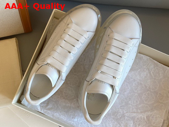 Alexander McQueen Oversized Sneaker in White Calfskin with Transparent Sole Replica