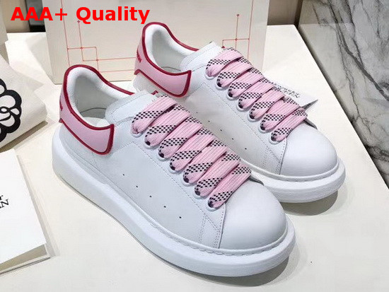 Alexander McQueen Oversized Sneaker in White with Pink Trim Replica