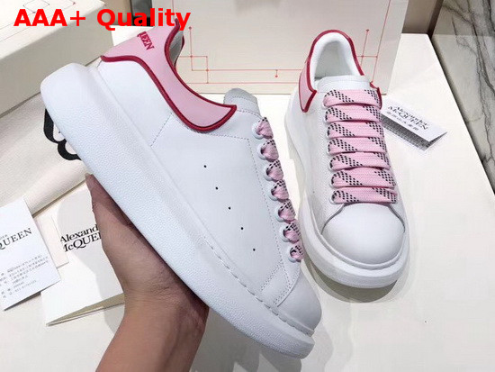 Alexander McQueen Oversized Sneaker in White with Pink Trim Replica