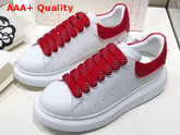 Alexander McQueen Oversized Sneaker in White with Red Trim Replica