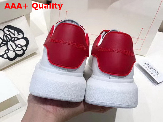 Alexander McQueen Oversized Sneaker in White with Red Trim Replica