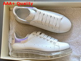 Alexander McQueen Oversized Sneaker with Transparent Sole Calfskin White and Purple Replica