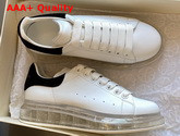Alexander McQueen Oversized Sneaker with Transparent Sole Calfskin and Suede Calfskin White and Black Replica