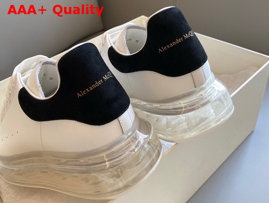 Alexander McQueen Oversized Sneaker with Transparent Sole Calfskin and Suede Calfskin White and Black Replica