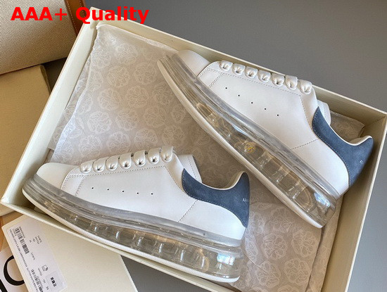Alexander McQueen Oversized Sneaker with Transparent Sole Calfskin and Suede Calfskin White and Grey Replica