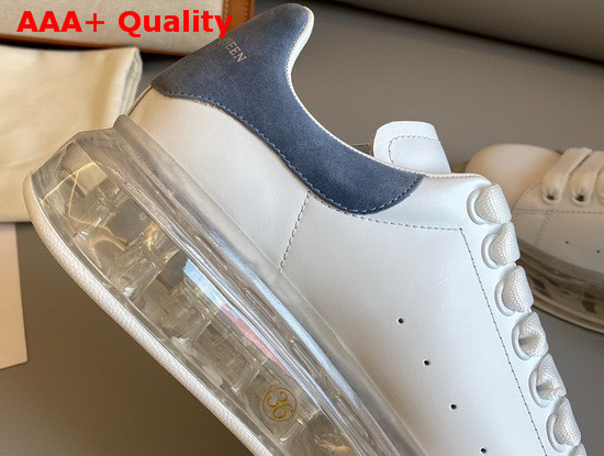 Alexander McQueen Oversized Sneaker with Transparent Sole Calfskin and Suede Calfskin White and Grey Replica