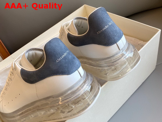 Alexander McQueen Oversized Sneaker with Transparent Sole Calfskin and Suede Calfskin White and Grey Replica